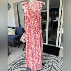 Chic Pink Floral Sleeveless Dress